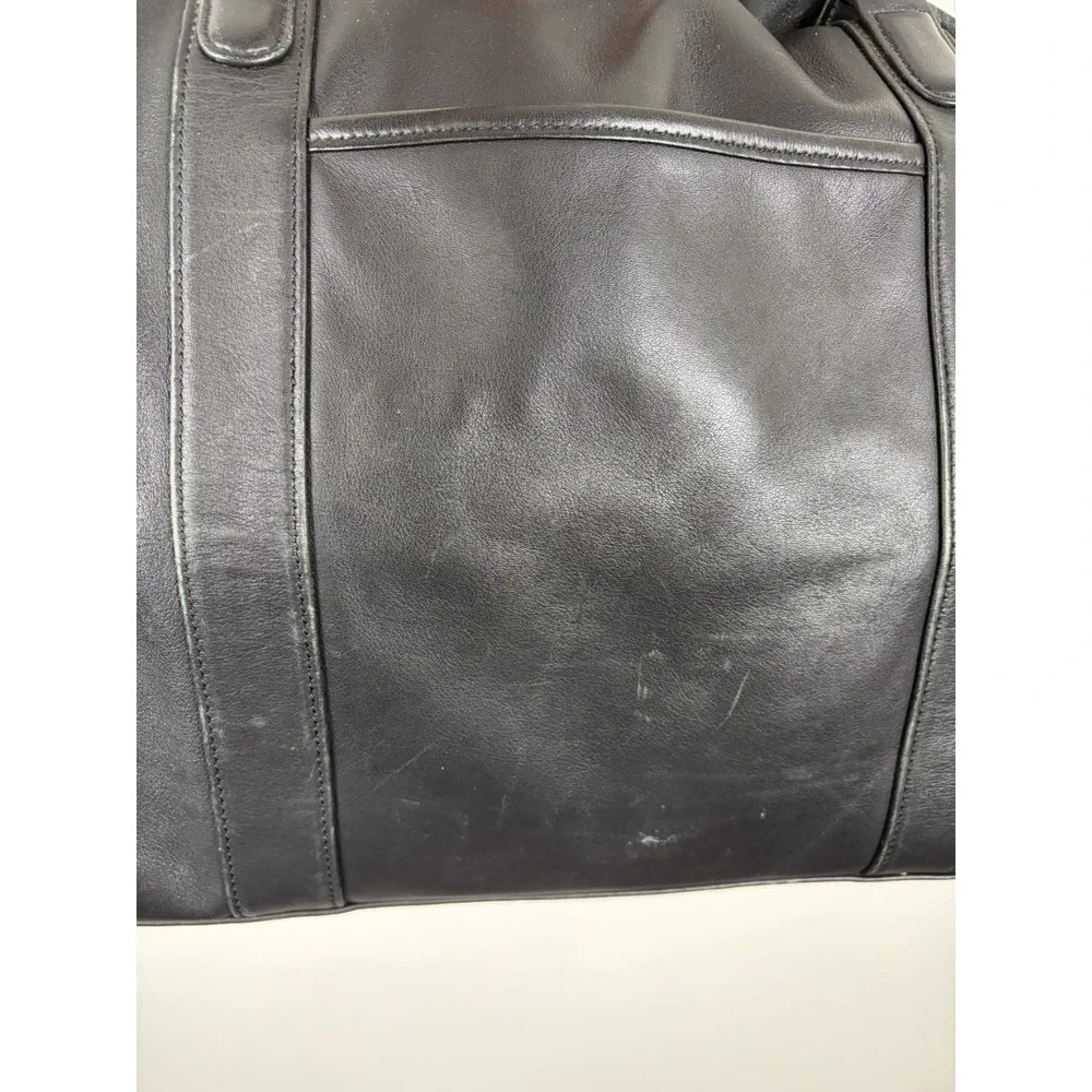 COACH OLD COACH 2-Way Boston Bag Black Leather Shoulder Duffle Vintage 0595